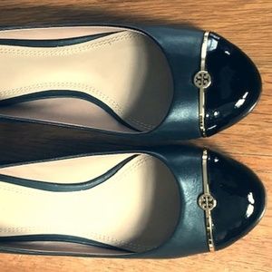 Tory Burch Patent Cap Toe Leather Pumps, Size 8.5